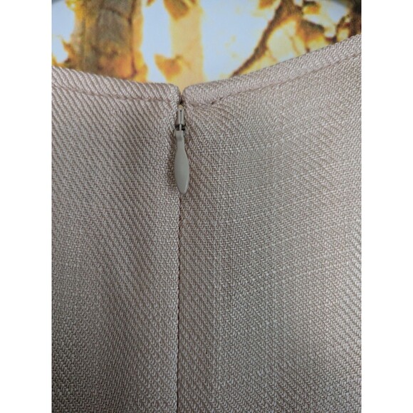 J. Crew Fringe Trim Dress Glossy Twill Cream Gold Womens 2 Midi Sheath Flare - Picture 9 of 16